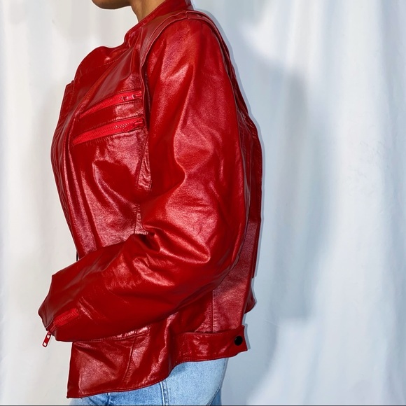 Vintage Mode Speciale Red Leather Jacket (size 40) - Picture 3 of 5